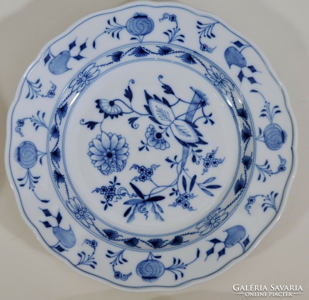 Five antique, meissen onion patterned plates