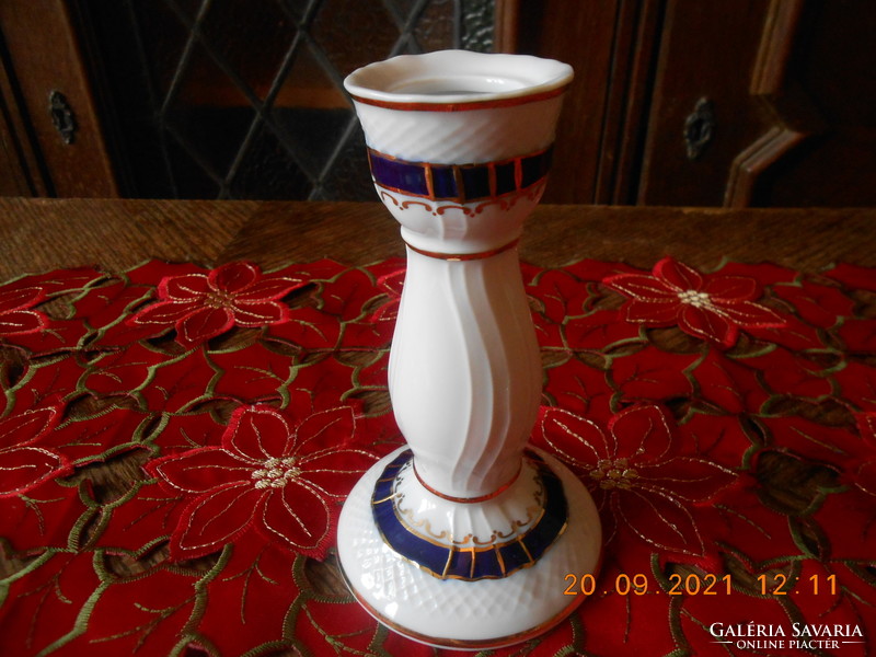 Raven house porcelain blue rose candle holder