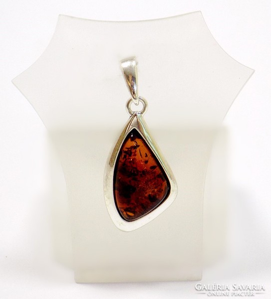 Silver pendant with amber stones (zal-ag97837)