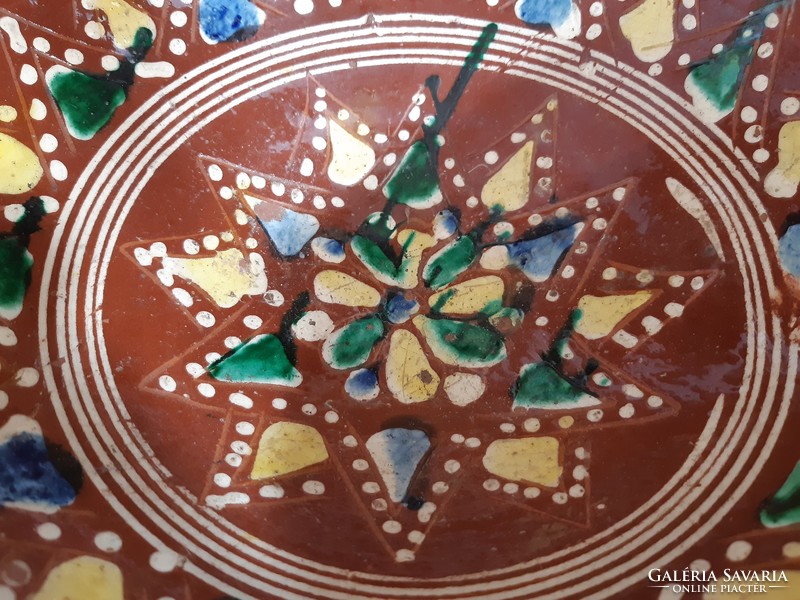 Folk pottery, glazed tile plate, eel