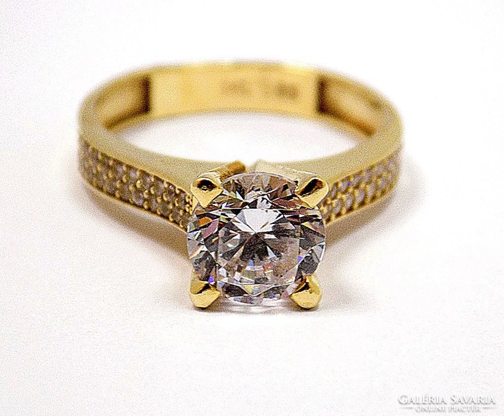 Stony gold solitaire ring (zal-au99181)