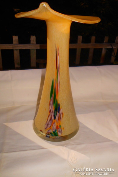 Craft large glass vase made of multicolored glass