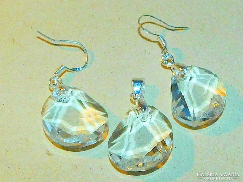 Clear white crystal drop jewelry set