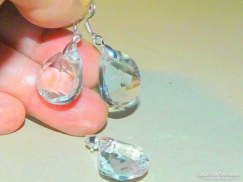 Clear white crystal drop jewelry set