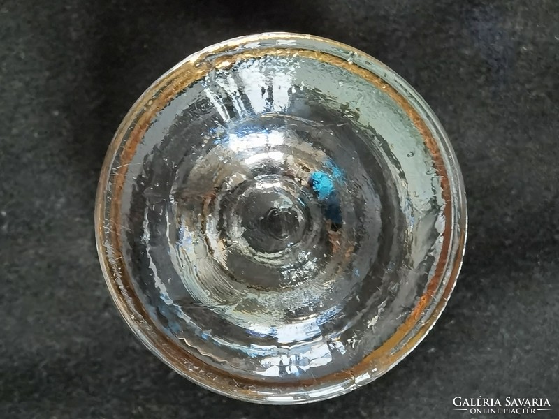 Antique, Biedermeier, hand enamel painted, blown, stemmed glass, chalice