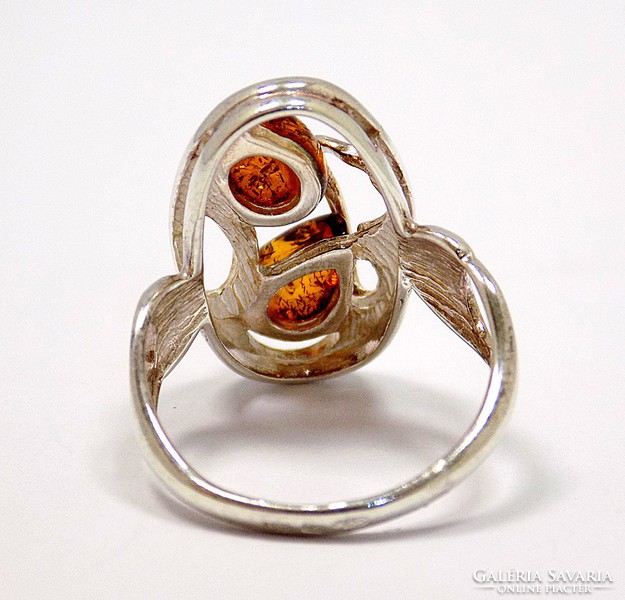 Borostyán köves ezüst gyűrű (ZAL-Ag97820)