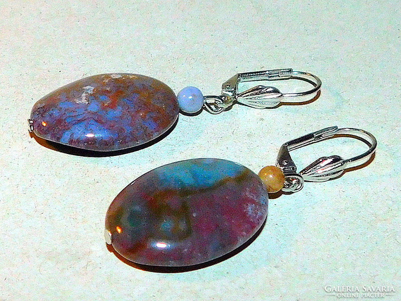 Agate Stone Mineral Tibetan Silver Earrings - French Clasp 2 S-