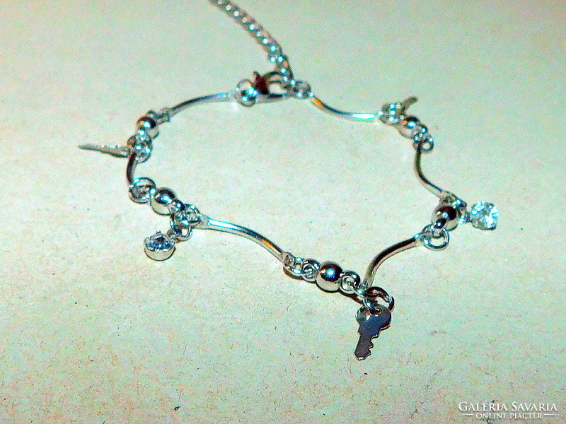 Key - crystal white gold gold filled anklet - bracelet