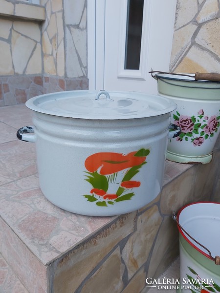 15pcs enamel pack peach bucket rocc Cegléd jug flower bucket extra rare rosy