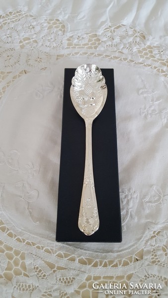 Beautiful English relief, silver-plated jam spoon, 2 pcs with box.