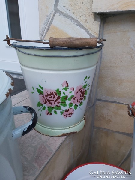 15pcs enamel pack peach bucket rocc Cegléd jug flower bucket extra rare rosy