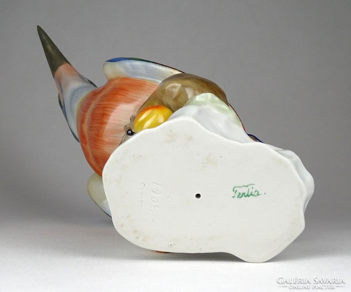 0C934 Herendi madár jégmadár porcelán figura 21 cm