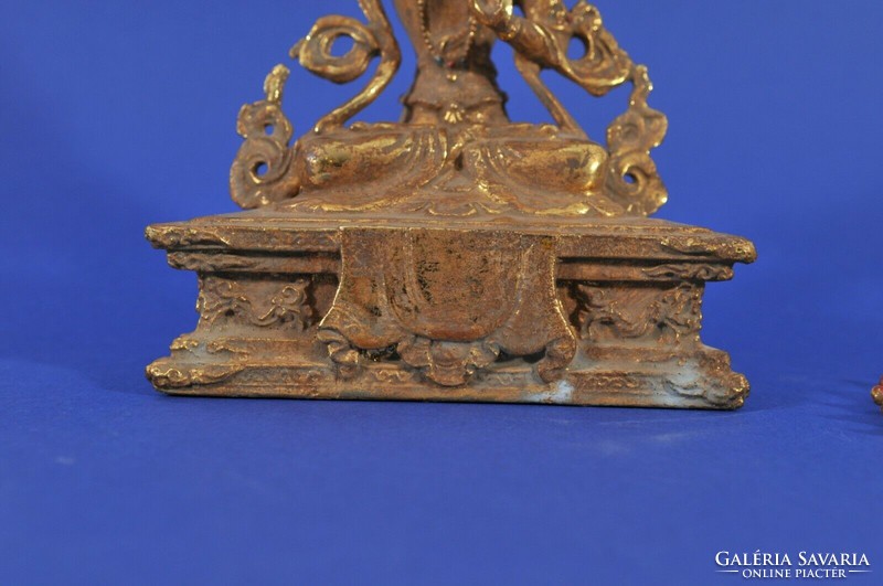Goddess Wenshu, antique gilded bronze figure, 19th Century