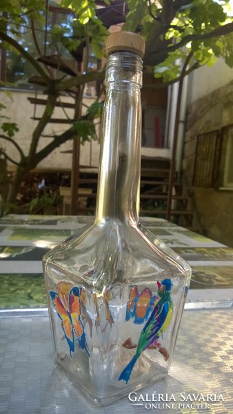 Zománc festéssel 4 oldalas palack,üveg