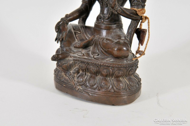 Green Tara goddess, antique bronze figure, 18th Century