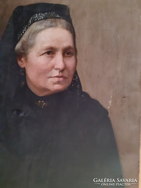 Idős nő portréja -  "Brust" jelzés, XIX. század, antik (olaj-vászon 55x69) arckép