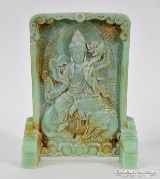 Antique carved jade tablecloth, samantabhadra bodhisattwa