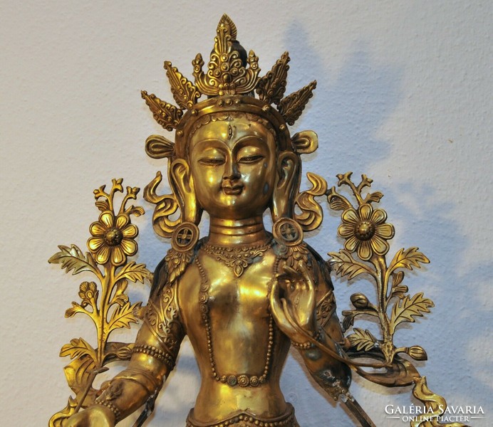 Green tara, antique bronze figurine