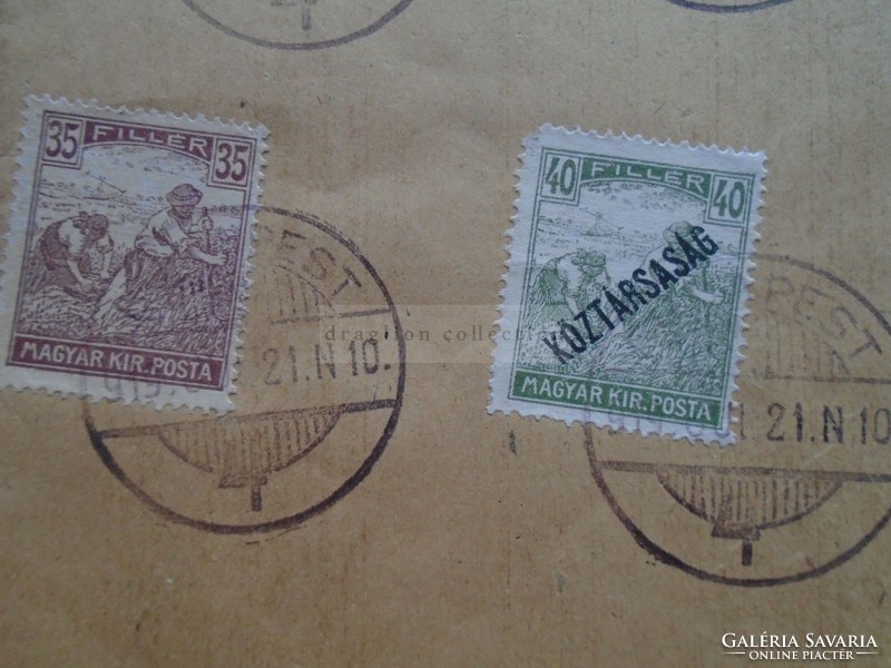 G21.507 Magyar bélyegek futott nagyméretű  borítékon -1919 Július 21