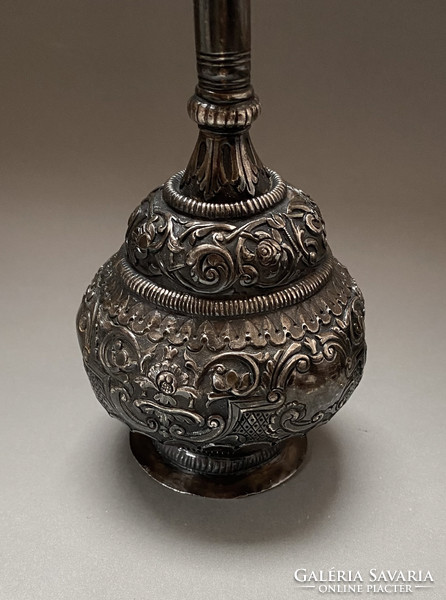 Amazing, antique, Indian silver rose water sprinkler bottle, 18th Century!