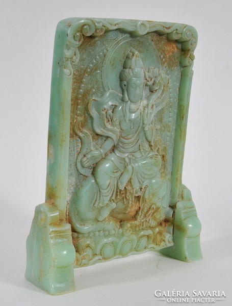 Antique carved jade tablecloth, samantabhadra bodhisattwa
