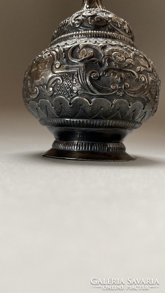 Amazing, antique, Indian silver rose water sprinkler bottle, 18th Century!