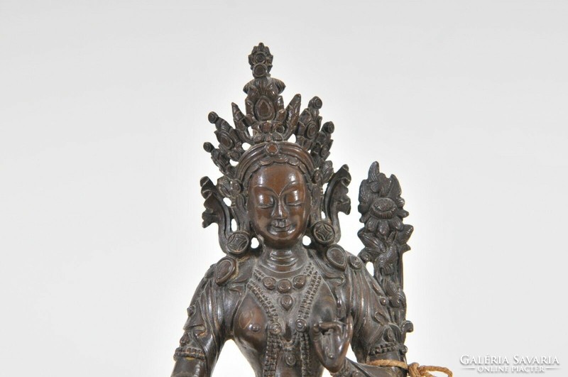 Zöld Tara istennő, antik bronzfigura, 18. század