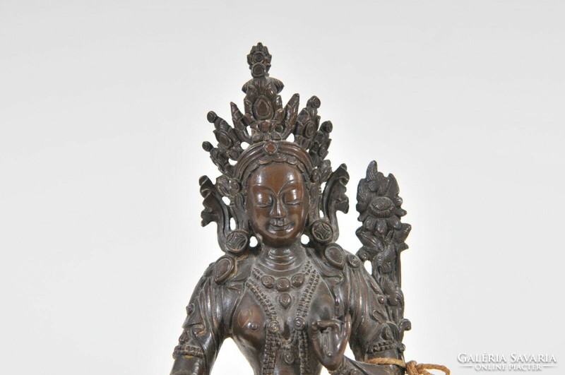 Green Tara goddess, antique bronze figure, 18th Century