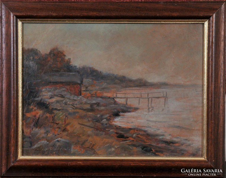 Karl flieher (1858-1951) lakeside landscape