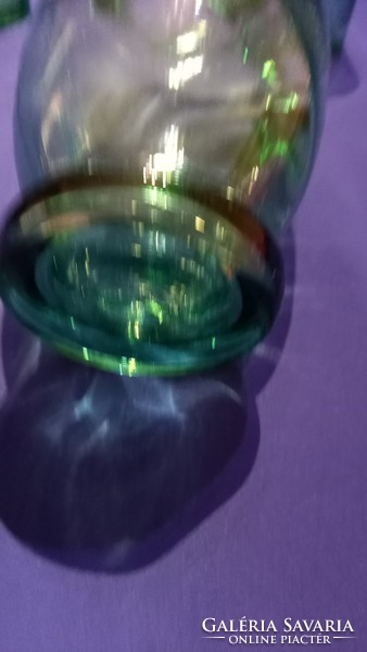 Green twisted glass pitcher with glasses