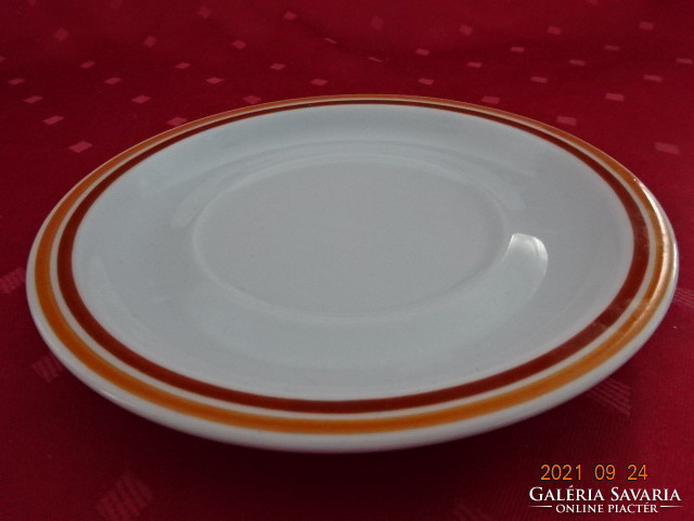 Plain porcelain soup cup placemat with brown stripe, diameter 16.5 cm. He has!