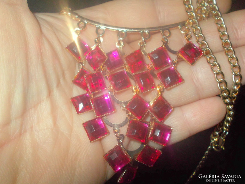 Ruby red crystal colier gold gold filled necklace