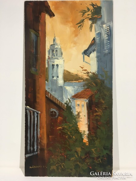 István Károlyi: Mediterranean cityscape, oil painting