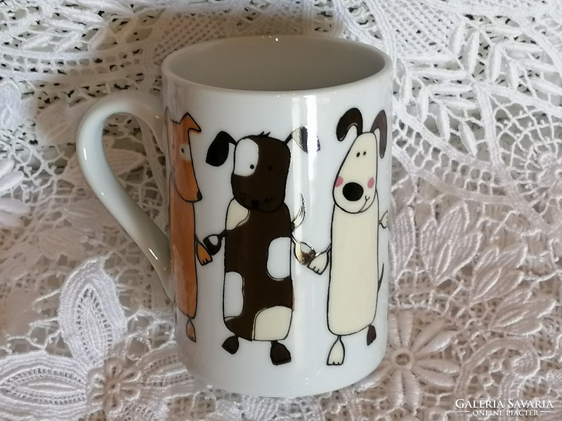Dancing dogs on a story mug, a cup for children
