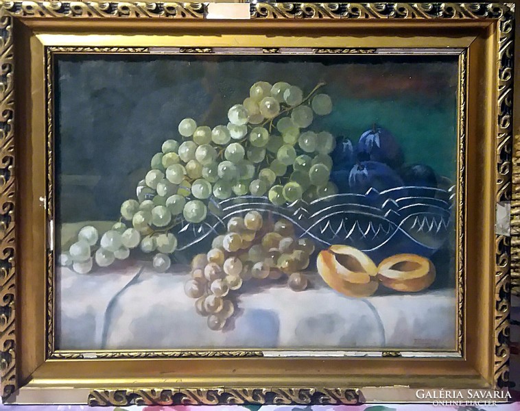 1937, marked, flawless still life - with a glass plate, in its original frame