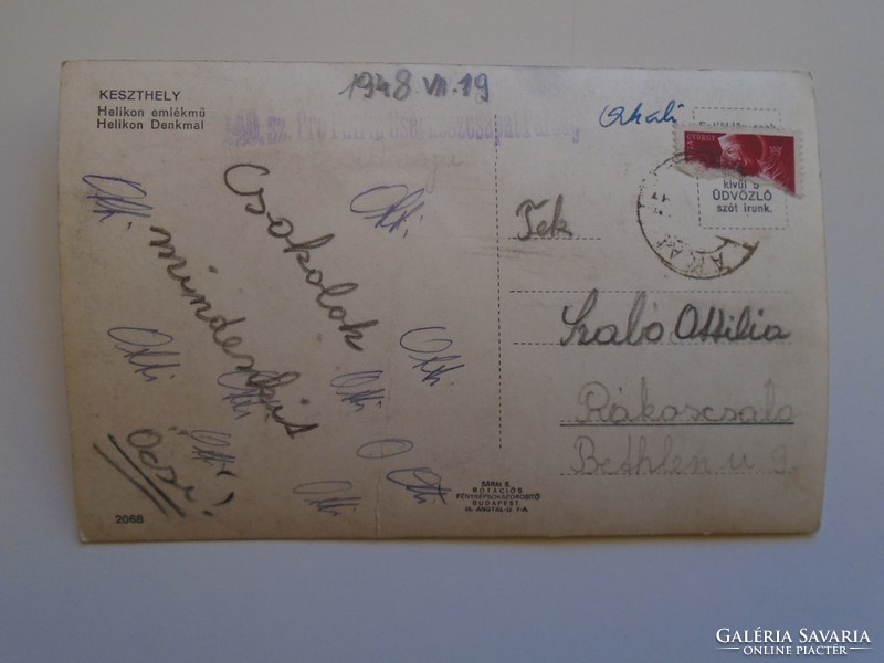 D184247 old postcard keszthely helikon eml. - 1948 - 140.Sz. Pro Patria Scout Team Paris.