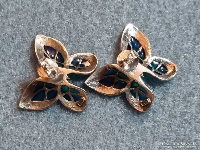 Pillangós  ékszer kék / sterling ezüst füli 925  - új