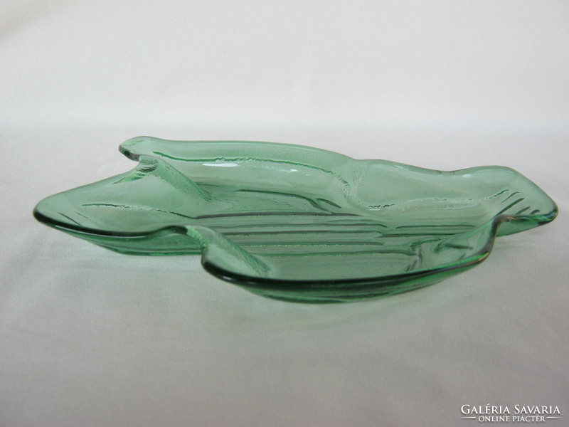 Retro ... zöld üveg kaktusz alakú tál kínáló asztalközép