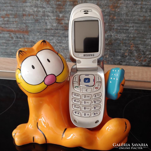 Retro porcelain phone holder with garfield guardrail decor phone