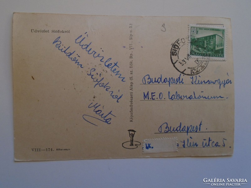 D184244   Régi képeslap  SIÓFOK    p 1953