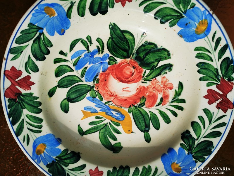 Antique rose wall bowl, Miskolc, 28 cm