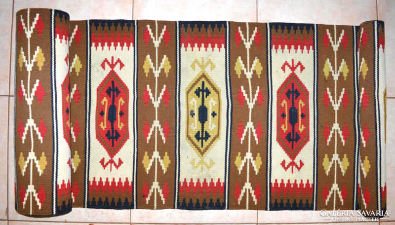 Rare monumental length Toronto wool rug kelim 02 (520 x 61 cm)