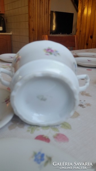 Zsolnay porcelain cup placemat small plate, sugar holder for sale!