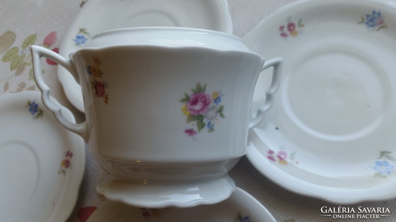 Zsolnay porcelain cup placemat small plate, sugar holder for sale!
