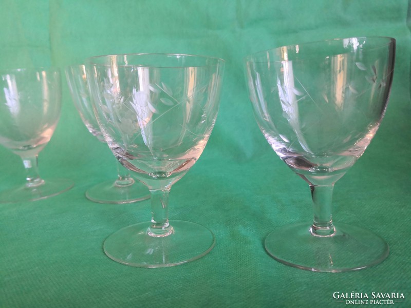 Elegant, polished, engraved glass, glass set - for 6 people, flawless