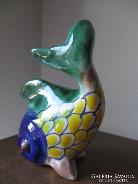 Wonderful color and shape of ceramic fish with ceramic inscription 16.5 cm high