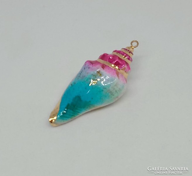 Colored spiral sea snail pendant with gilded border