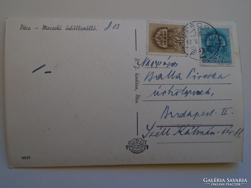 D184370 old postcard Pécs Mecsek holiday hotel 1942