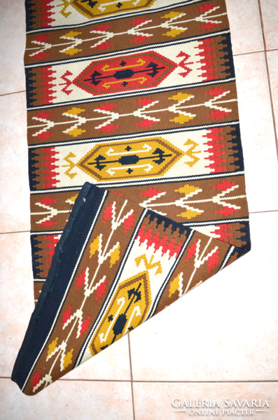 Torontáli gyapjú futó szőnyeg kelim 02  ( 222 x 58 cm )