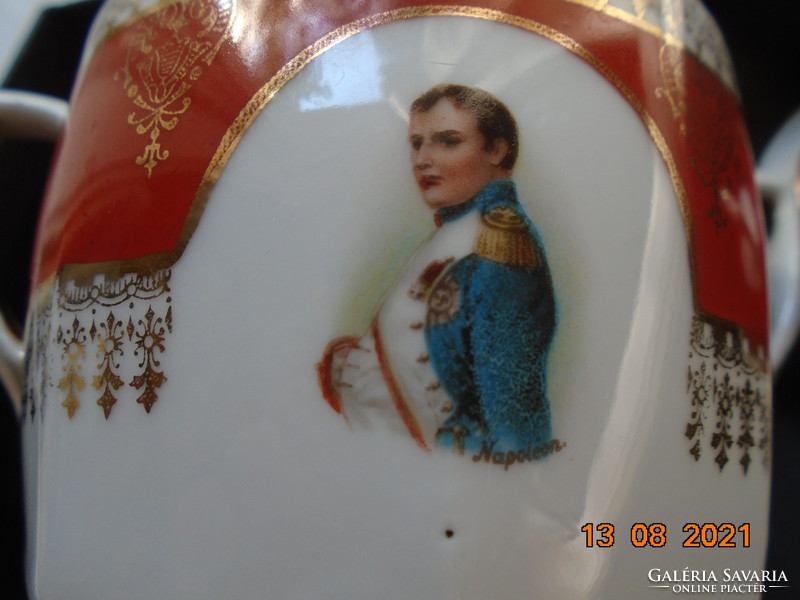 19.Sz altwien sugar bowl with a portrait of napoleon with hand and embossed markings and numbering